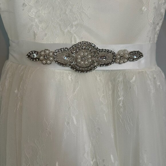 Girls Size 8/10 Dress & Belt Set - Antique White NWT - Picture 10 of 13